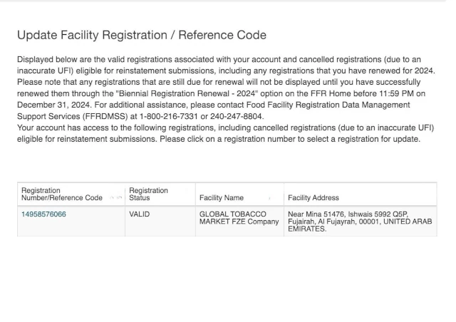 US FDA Registration
